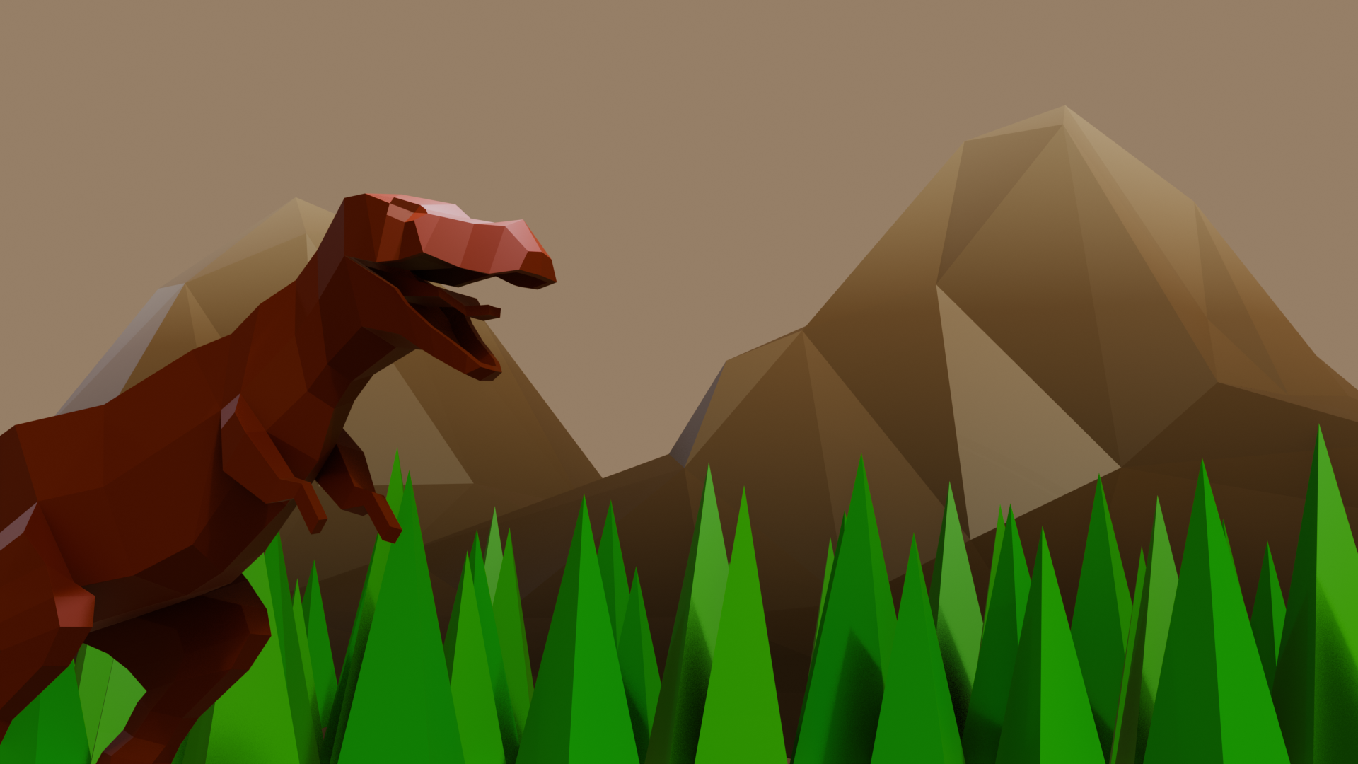 3D Low Poly T-Rex Scene